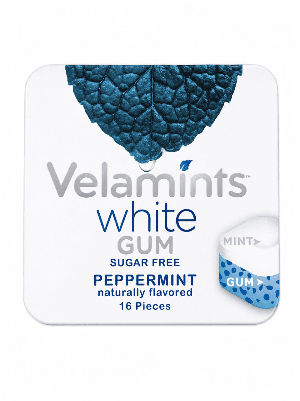 6-Pack Velamints White Gum – Sugar-Free Peppermint, Naturally Flavored, 16 Pieces Per Box