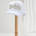 thumbnail image 2 of Vjnyvs Rhinestones Embellished Bride Baseball Hat With White Tulle Veil Wedding Headpiece For Bridal Party Bride And Bridesmaid Caps, 2 of 7