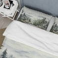 thumbnail image 4 of Designart "Misty Mountain Pinescape I" Floral Bedding Covert Set - Tree Pine Green Traditional Bed Set With 1 Sham, 4 of 6