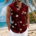 thumbnail image 2 of LTTVQM Men's Hawaiian Shirts 2026 Summer Beach Sleeveless Button Down Shirts Casual Tropical Print Tee Holiday Clothing Vermilion XL, 2 of 5