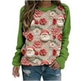 thumbnail image 2 of Clear 50% off Wycnly Christmas Sweater Xmas Christmas Sweatshirt Fashion Women Color Block Floral Santa Claus Print Sweatshirt Girls Loose Crewneck Long Sleeve Pullover Blouses, 2 of 3