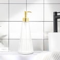 thumbnail image 4 of Textured Glass Soap Dispenser - 8.66oz Refillable Pump Bottle for Hand Soap, Liquid Dispenser for Bathroom, Kitchen Sink, 4 of 6