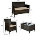 thumbnail image 2 of Canddidliike Patio Furniture 4 Pieces Comfortable Outdoor Rattan Sofa Set, Outdoor Wicker Rattan Chairs Garden Backyard Balcony Porch Poolside loveseat with Glass Coffee Table-Beige & Red, 2 of 7