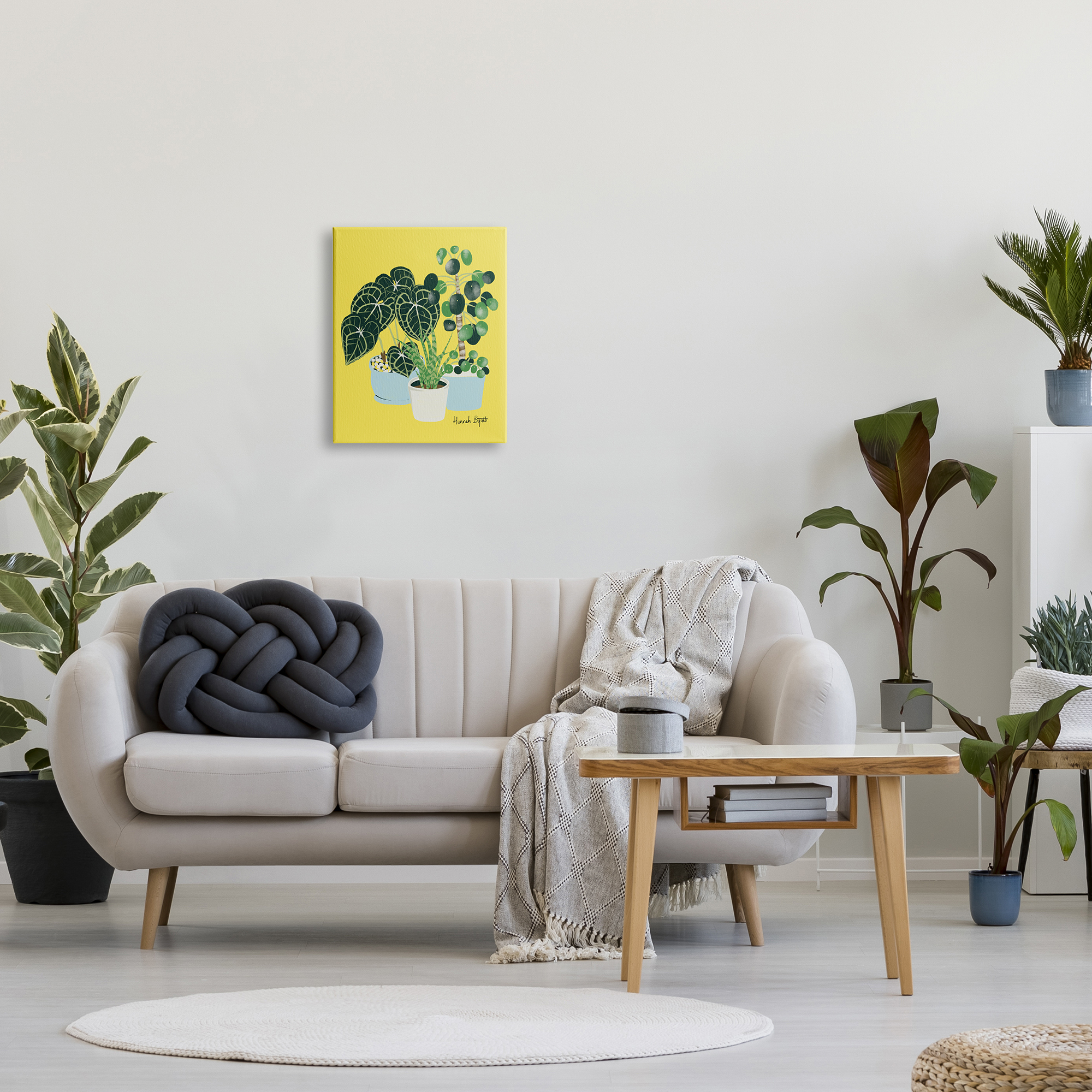 Stupell Industries House Plants on Yellow Botanical & Floral Painting Gallery Wrapped Canvas Print Wall Art, 16 x 20