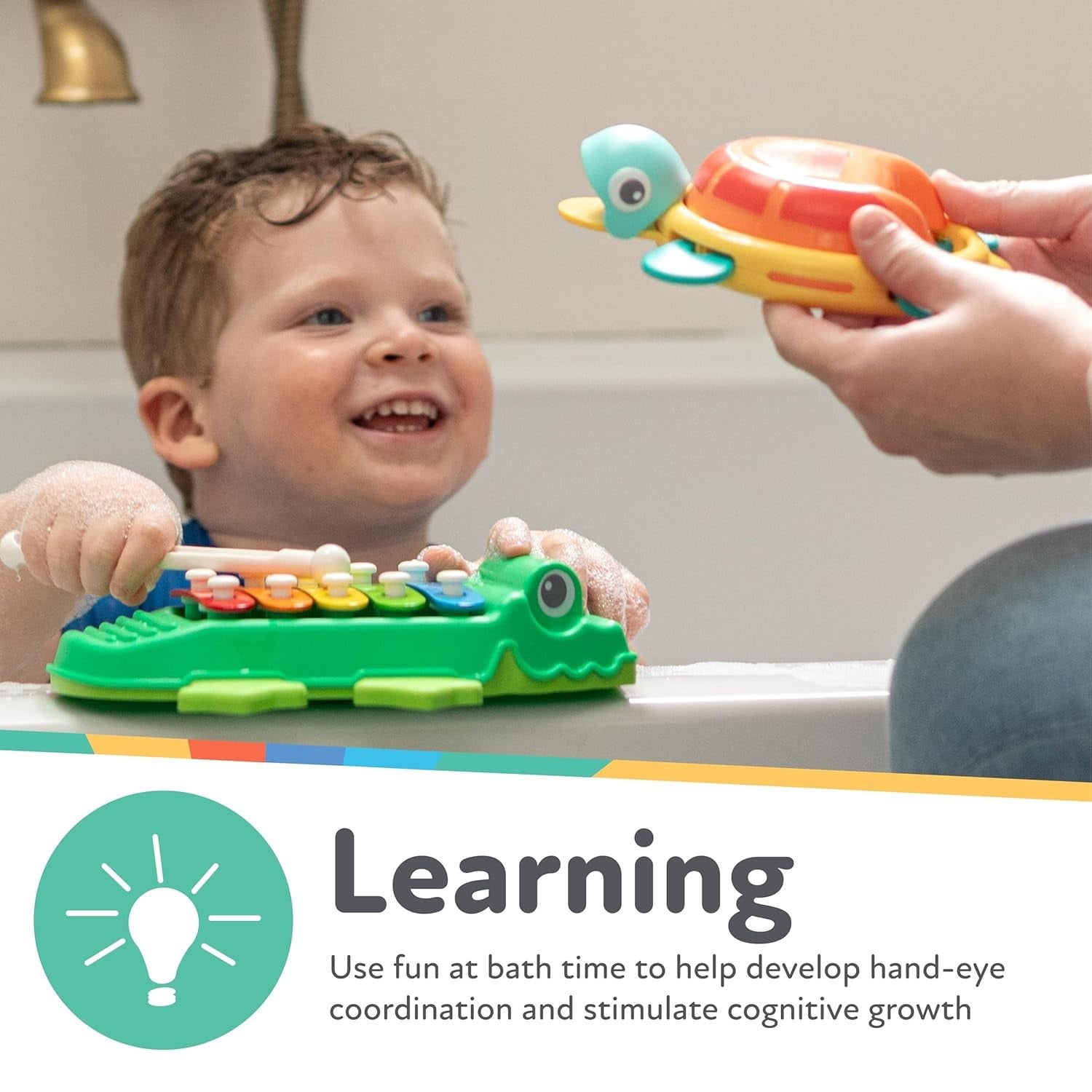 Nuby Turtle Tambourine Toddler Bath Toy and Musical Instrument for Kids