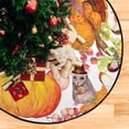 thumbnail image 4 of Coolnut Turkey Funny Fall Christmas Tree Mats Waterproof Tree Skirt, Autumn Leaves Pumpkin Xmas Tree Stand Tray Mat Floor Protector Pad for Holiday Party Decoration, 28.3", 4 of 6