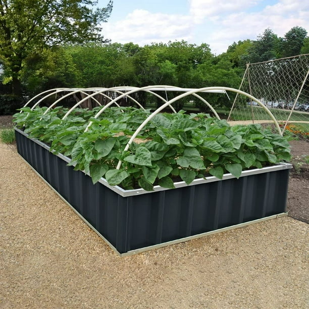 Kingbird Galvanized Steel Raised Garden Bed Charcoal Grey Com Kingbird Galvanized Steel Raised Garden, Is Galvanized Metal Good For Raised Garden Beds