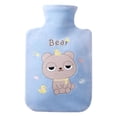 thumbnail image 1 of Bolsa de botella de agua caliente de felpa linda Llenado de agua Compresa cálida engrosada Calentador de cama de regalo de suave para mano Cintura , Azul 500ml Salvador Biberón Calentador, 1 of 8