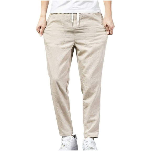 Yiliang Mens L,Beige,Casual Pants Classic Fit Stretch Chino Pant Flat Front Wrinkle Free Pants