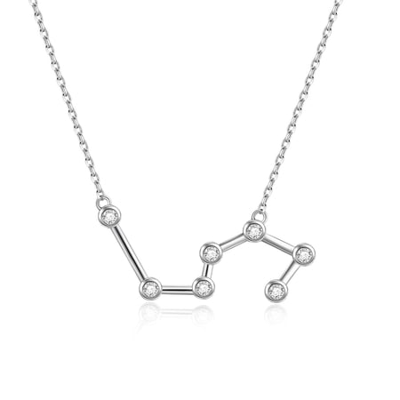YAFEINI Sterling Silver Leo Necklace Zodiac Constellation Astrology Necklace, Clear Crystals from Austria, Anniversary Birthday Jewelry Gifts for Women - Horoscope Gifts