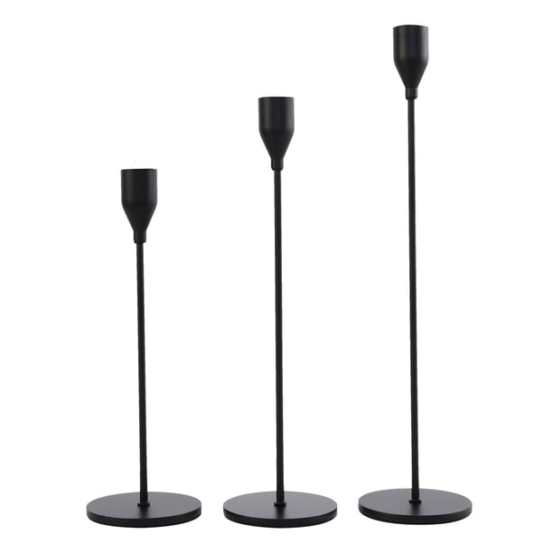 Candelabro de aleación antideslizante candelabro decoración candelabro para fiesta pub, negro mate, juego de 24 + 29 + 34 cm Methold HA003037-16