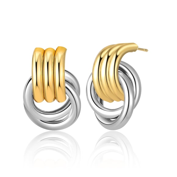 Pendientes dnswez Chunky Gold Knot para mujer, 30 mm