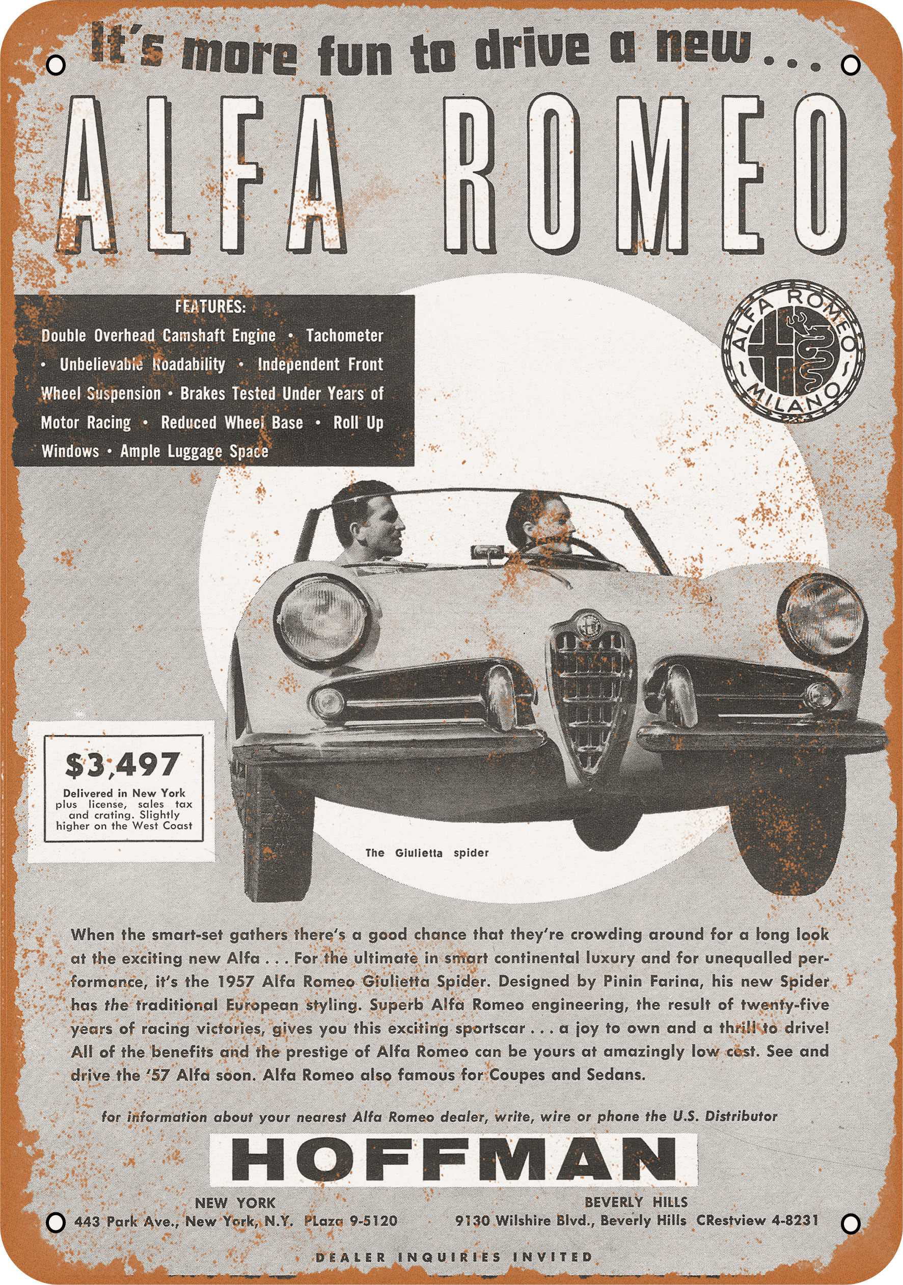 Alfa Romeo Vinyl Banner Sign Garage WorkShop Logo Flag Poster Free Shipping 