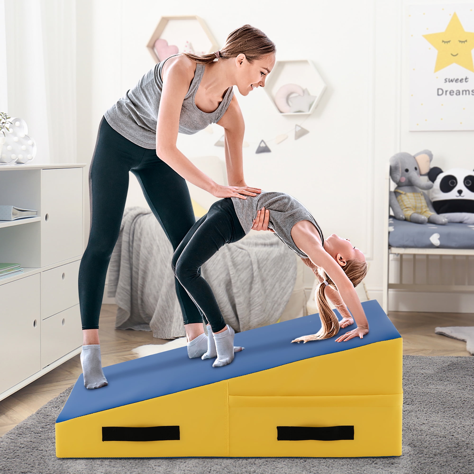 Gymax Incline Gymnastics Mat Slope Gym Mat Fitness Wedge Mat Skill Shape Exercise Mat Non Folding Walmart