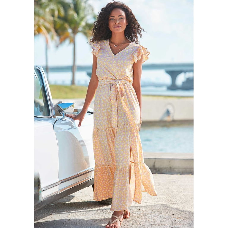 chinese dress ladies Orsay Flutter Sleeve Maxi Dress