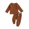 thumbnail image 1 of SUNSIOM 2Pcs Baby Boy Fall Outfits Long Sleeve Solid Color Tops + Pants Set Toddler Warm Clothes, 1 of 9