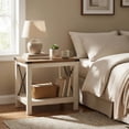 thumbnail image 3 of LEDREM 2-Tier Farmhouse End Table with Bottom Shelf, Small Side Table for Living Room, Bedroom, 23.6 x 21.6 x 11.8 Inches, Rustic White and Honey Brown, 3 of 8