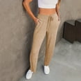 thumbnail image 2 of Lixiuxyad Flowy Wide Leg Pants Women's Solid Color Pocket Loose Tie High Waisted Casual Pants Yellow, 2 of 6