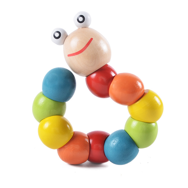 Jake.Secer Colorful Twister Worm Caterpillar Animal Doll Wooden Intellectual Toy 0-3 Years Old Baby Fun Toy - image 3 of 5