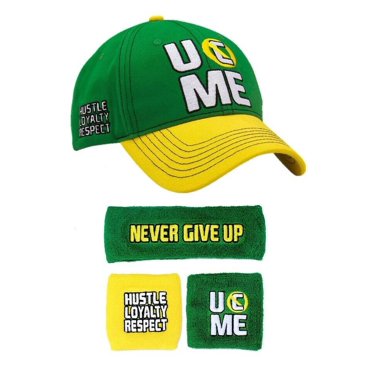 EWS John Cena 'Persevere Never Give Up' Red Baseball Hat With Headband & Wristband Set