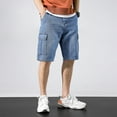 thumbnail image 3 of Diconna Men's Classic Fit Stylish Straight Leg Denim Shorts with Pockets, 3 of 7
