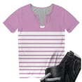 thumbnail image 5 of Shirts for Women Short Sleeve V-Neck Color Block Button Blouses for Women 2025 Trendy T Shirt Pink L, 5 of 5