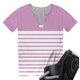 thumbnail image 5 of Camisetas de Cuello Redondo Botón de Impresión de la Moda de Manga Corta de las Mujeres, Poliéster Spandex, 5 of 5