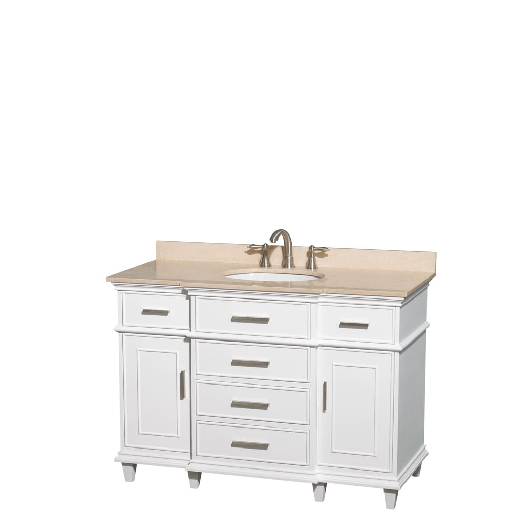 Wyndham Collection Berkeley 48 Inch Single Bathroom Vanity In White With Ivory Marble Top Undermount Oval Sink And No Mirror Com Wyndham Collection Berkeley 48 Inch, Bathroom Vanity Mirror 48 Inches Wide
