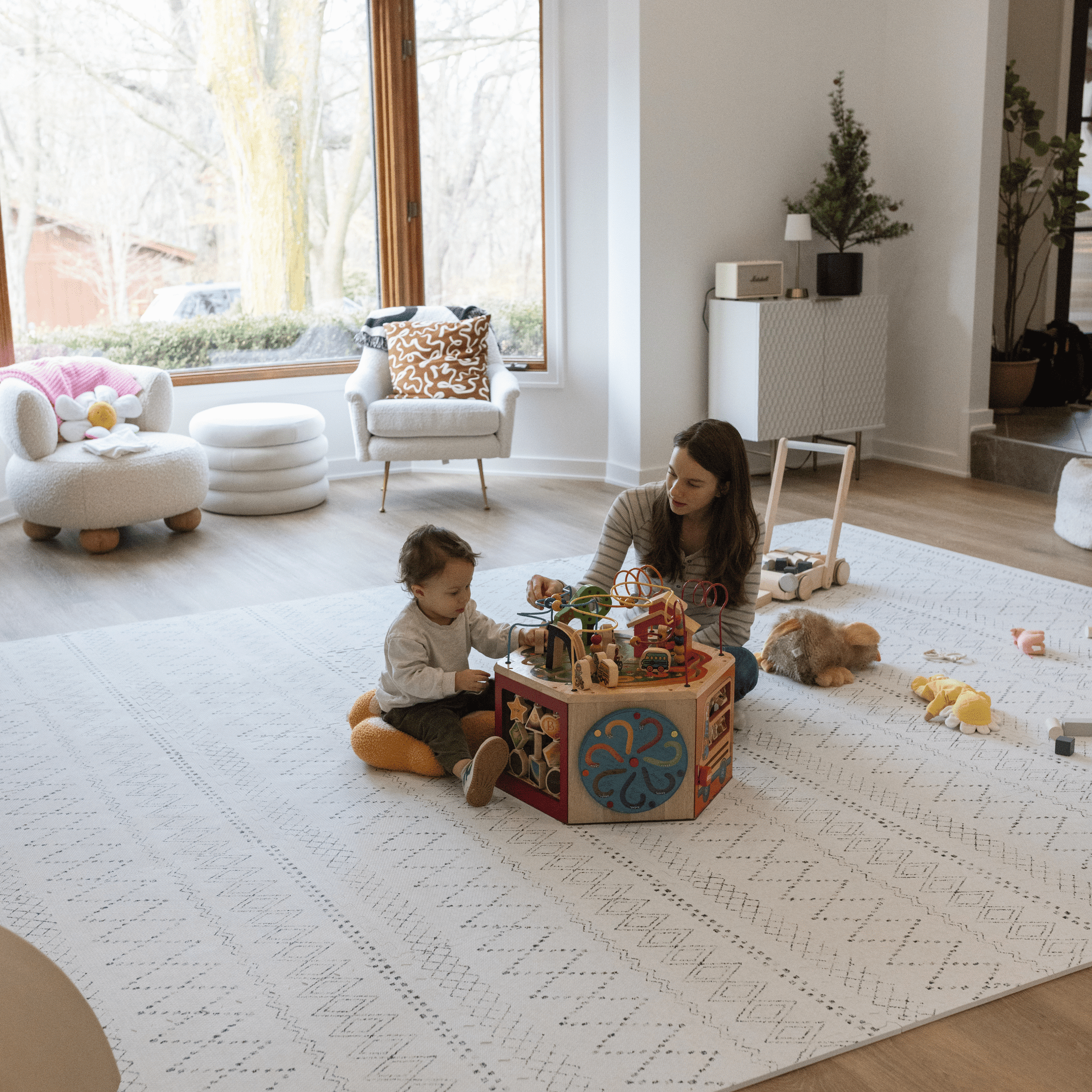 Little Landings Play Mat - Boho (4x6ft) - Premium EVA Foam Play Mat for Babies & Toddlers - Non-Toxic Playmat for Tummy Time, Crawling & Playroom