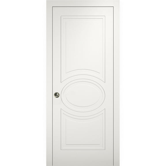 Sliding Pocket Door 32 x 80 inches / Mela 7001 Matte White / Kit Rail Hardware / MDF Interior Bedroom Modern Doors