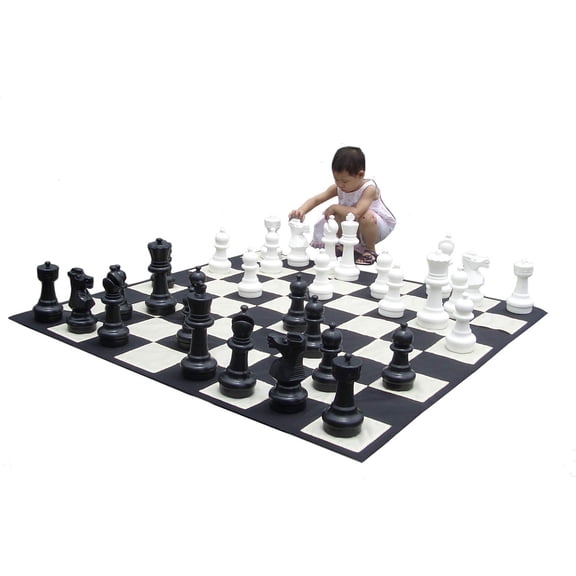 Giant 12" Tall King Black and White Set of Outdoor Chess Men Pieces NO Board