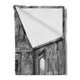 thumbnail image 2 of Rustic Soft Flannel Fleece Blanket, Interior of an Antique Aged Railway Wagon Burnt Destruction Decay Photography, Cozy Plush for Indoor and Outdoor Use, 70" x 90", Black and White, by Ambesonne, 2 of 5