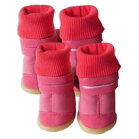 TELOLY 4Pcs Dog Shoes Soft Leather Dog Boots Comfortable Walk Dog Rain Boots Gray 5*4.5cm