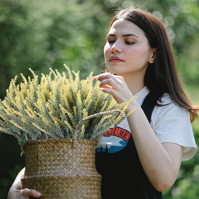 12 paquetes de flores artificiales para exteriores, plantas resistentes a los rayos UV, arbustos verdes de lavanda de plástico sintético para macetas colgantes Sincero Juguete