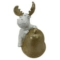 thumbnail image 3 of Galt International Sitting Glitter Moose Christmas Figurine - 9" - White and Gold, 3 of 4