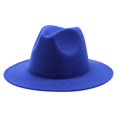 thumbnail image 3 of Gaukiv Unisex Felt Fedora Hats Wide Brim Classic Jazz Caps Structured Crown Versatile Styling Blue L, 3 of 3