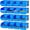 Blue, variant on Wall Mounted Storage Bins, Plastic Hanging Storage Organizer Bins, Garage Tool Storage System for Screws, Nuts, Bolts, Nails, and Small Hardware Parts, 16x bins & 4 x rails