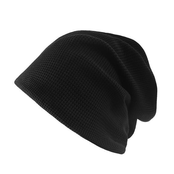 harmtty Solid Color Hat Men Women Spring Autumn Pile Hat Solid Color Brimless High Elastic Knitting Beanie Hat Fashion Accessories Black