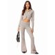 thumbnail image 2 of Conjunto de Dos Piezas de Punto para Mujer: Suéter de Larga con Cremallera, Sudadera Corta con Capucha y Pantalón Acampanado. Gris L, 2 of 8