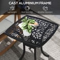 thumbnail image 4 of 21" Square Cast Aluminum Outdoor Side Table with Umbrella Hole, Black Floral Pattern Patio End Table for Garden, Balcony, Poolside, and Backyard, Weather Resistant Design, 4 of 7