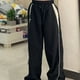 thumbnail image 3 of Pantalones anchos deportivos holgados de cintura alta con cintura elástica para mujer, estilo retro, estilo hip hop, informal y de calle, 3 of 5