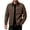 Coffee, variant on Men's Faux Leather Bomber Jacket, Zip up Stand Collar Suede Jacket with Multi Pockets and Shoulder Straps for Fall Winter