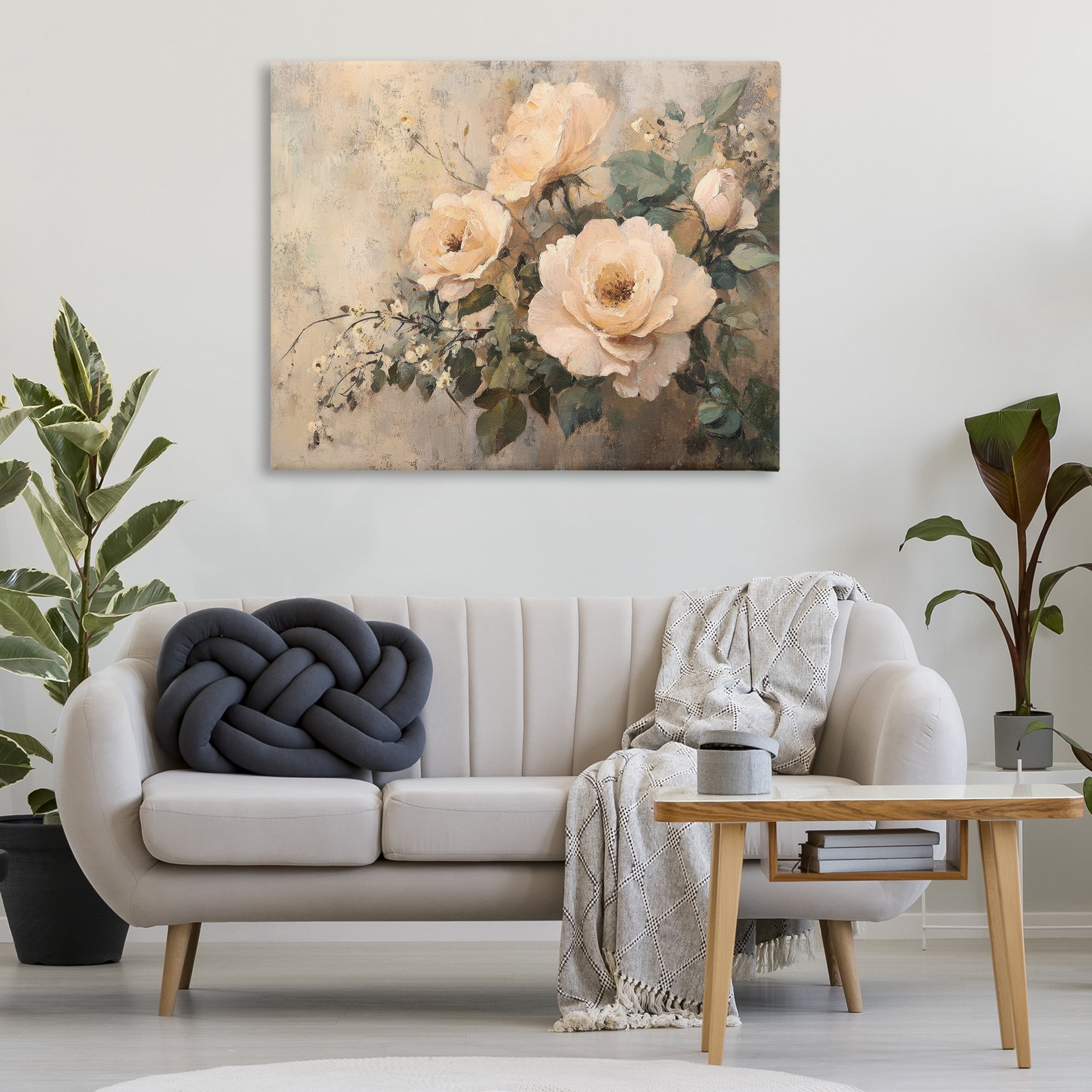 Stupell Industries Blush Roses Blooming Plants & Flowers Painting Wrapped Canvas Art Print Wall Art, 48 x 36