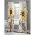 thumbnail image 4 of Farmhouse Sunflower Sheer Curtains 84 Inch Long 2 Panels, Vintage Flower Butterfly Plant Retro Light Filtering Rod Pocket Semi Sheer Curtains, Sheer Voile Drapes for Living Room Bedroom, 52"x84", 4 of 5