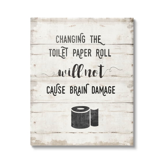 Stupell Industries Changing Toilet Paper Funny Graphic Art Gallery Wrapped Canvas Print Wall Art, Design by Amanda Murray
