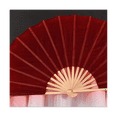 thumbnail image 6 of Red Half Circle Double Fan Veils Silk Women Folk Dance Veil 1 Pair 2 Layers Light Silk Dance Veil Hand Dye(1L+1R), 6 of 8