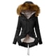 thumbnail image 4 of Abrigo de algodón para mujer, más terciopelo, grueso, cálido, de algodón, con cuello de piel y capucha, para otoño e invierno, resistente al frío, 4 of 5