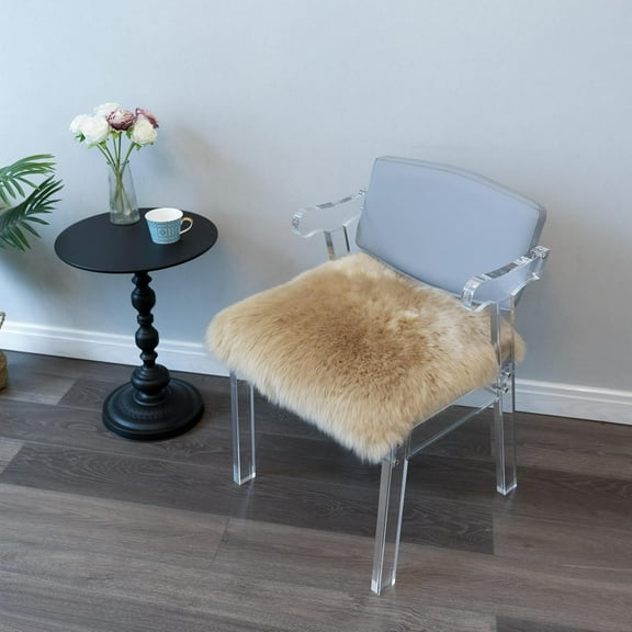 Natural Australian Sheepskin Seat Chair Pad, 18x18inch Non-Slip Cover for Office, Car, Home Use