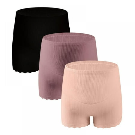 

Over Bump Maternity Underwear Cotton Plus Size Pregnancy Panties High Waist Boxer Panties (M-3XL 3 Pack)