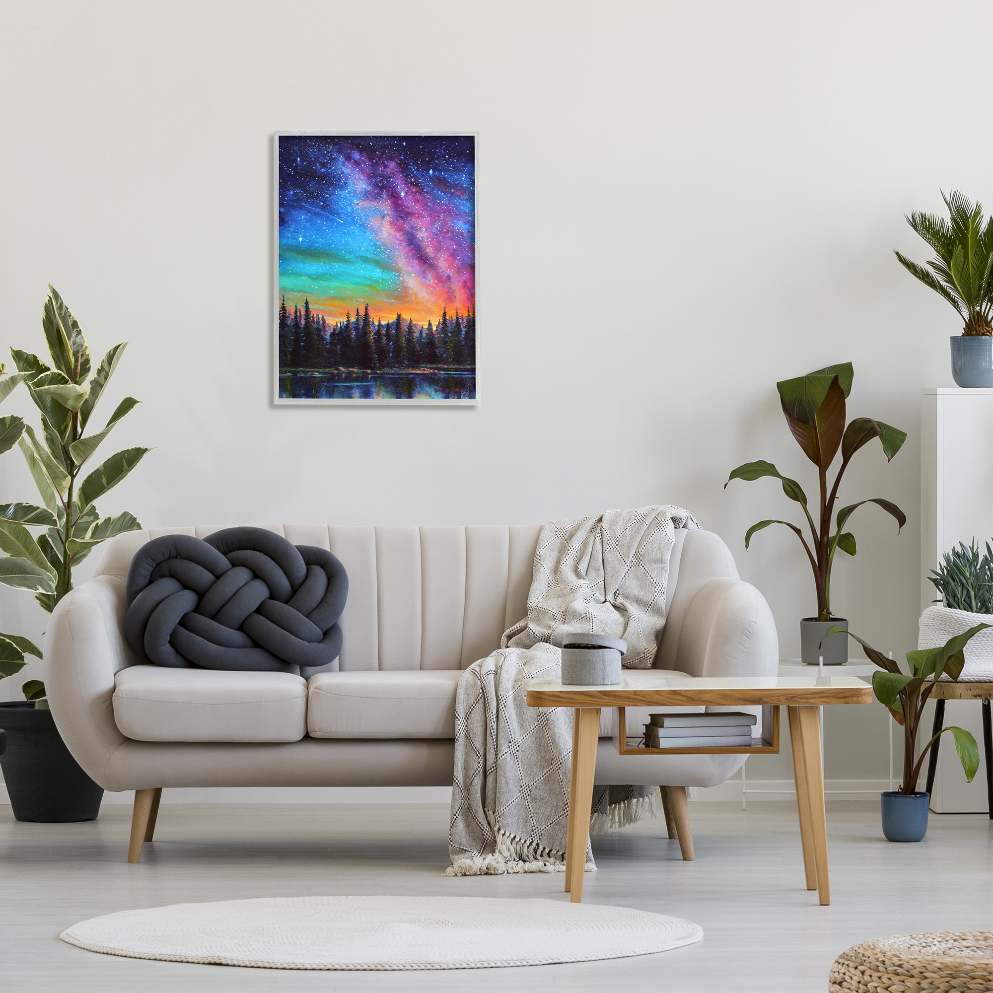 Stupell Industries Vivid Nebula Landscape Nature Painting Gray Framed Art Print Wall Art, 24 x 30